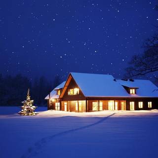 Winter night alone wallpaper