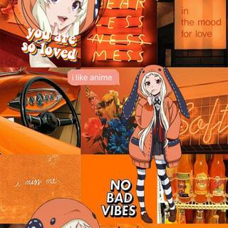 Orange aesthetic anime wallpaper