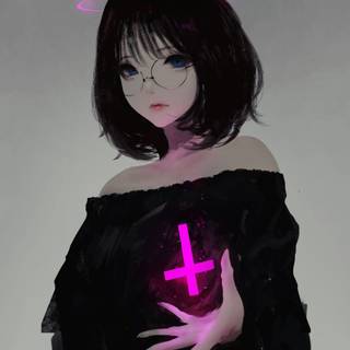 Cute anime girl with glasses wallpaper