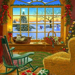 Fireplace scene computer wallpaper