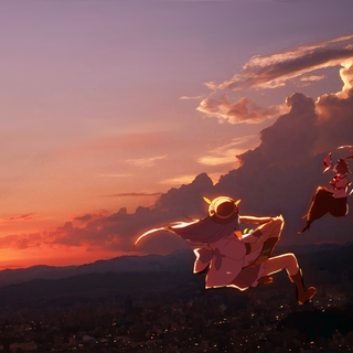 Sunset clouds anime wallpaper