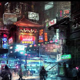 Anime street Cyberpunk wallpaper