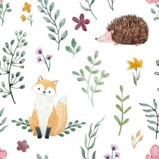 Cute fox and hedgehog wallpaper