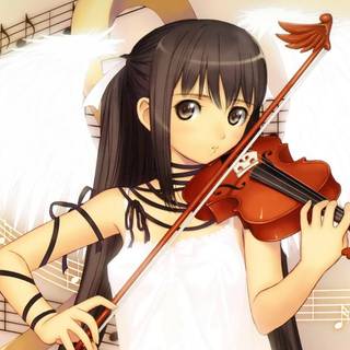 Anime playing computer wallpaper