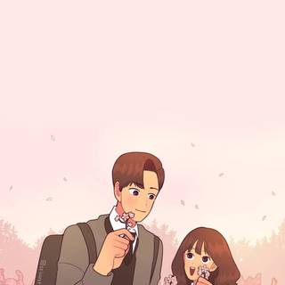 Cute cartoon anime couple wallpaper