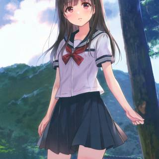 Anime girl with uniform wallpaper