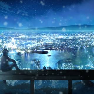 Anime night winter wallpaper