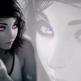 Purple eyes women wallpaper