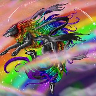 Rainbow wolves wallpaper