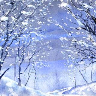Winter woods art wallpaper