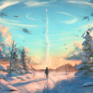 Winter digital art wallpaper