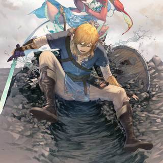 Link and Mipha wallpaper