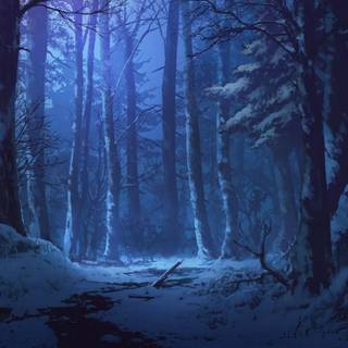 Winter night anime wallpaper