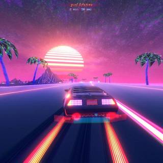 Synthwave car wallpaper