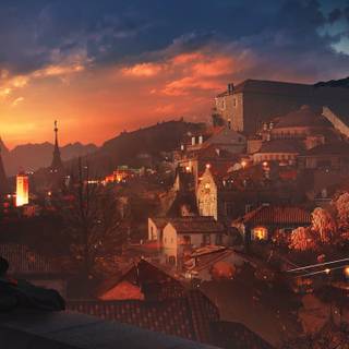 Fantasy town wallpaper