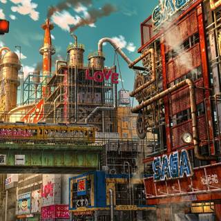 Anime city spring wallpaper