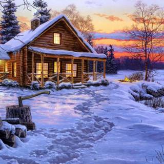 Winter snow landscaping wallpaper