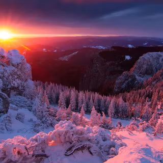 Amazing winter sunset wallpaper