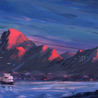 Anime purple sky wallpaper