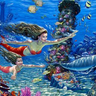 Cute mermaids wallpaper