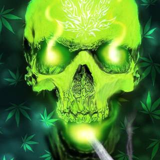 Green fire skull wallpaper