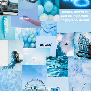 Blue collage aesthetic wallpaper