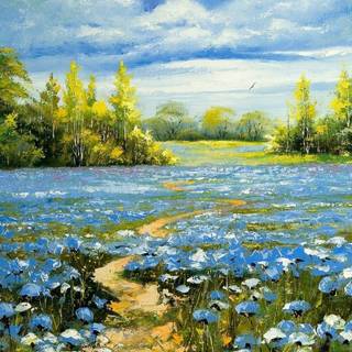 Blue spring field wallpaper