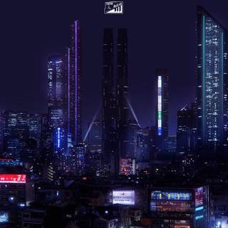 Cyberpunk city desktop wallpaper