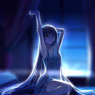 Anime girl bed wallpaper