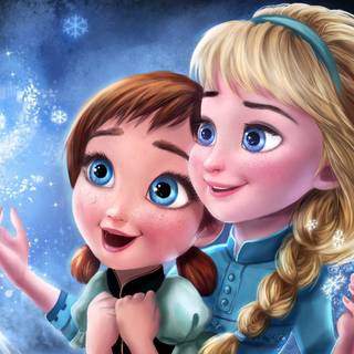 Elsa and Anna baby wallpaper