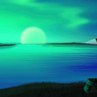 Northern Lights fox wallpaper