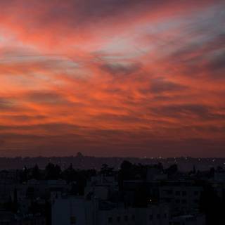 City women street sunset sky wallpaper