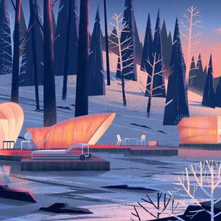 HD forest illustration wallpaper