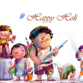 Happy Holi cartoon wallpaper