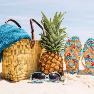 Pinnaple on beach wallpaper