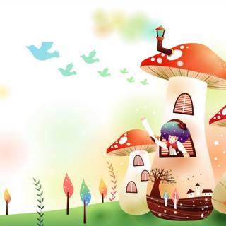 Cartoon mushroom wallpaper