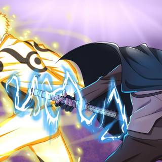 Naruto and Sasuke vs Momoshiki wallpaper