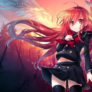 Red anime forest wallpaper