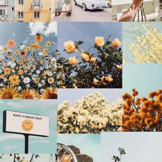 Spring flower collage wallpaper
