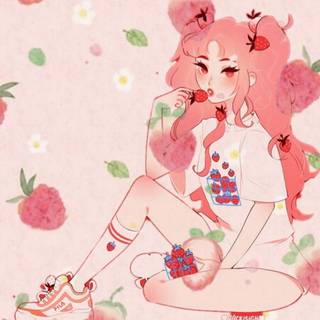 Strawberry anime girl wallpaper