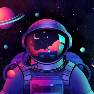 Neon astronaut wallpaper