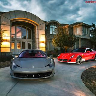 Mansion with cars wallpaper
