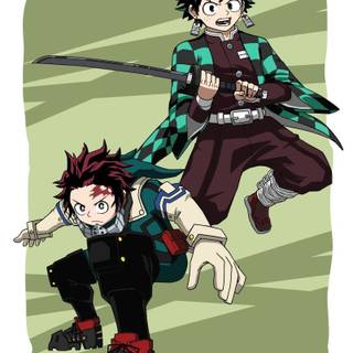 Tanjiro and Deku wallpaper