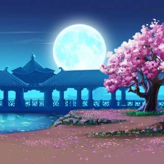 Spring full moon wallpaper