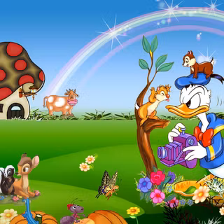 Cartoon scenery wallpaper