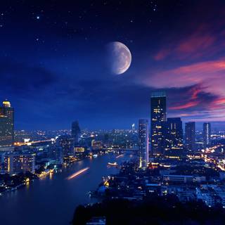 Desktop city lights 4k wallpaper