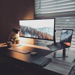 Desk setup wallpaper