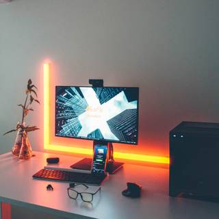 Desk setup wallpaper