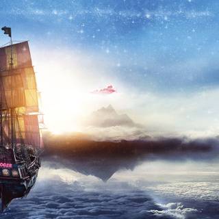 Flying ship 4k wallpaper