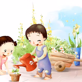 Flower children wallpaper